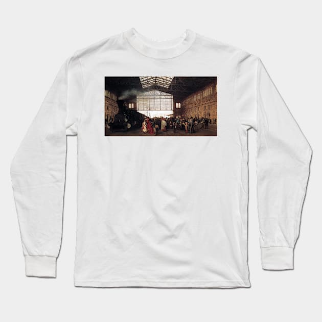 Karl Karger Arrival of a Train at Vienna Northwest Station Long Sleeve T-Shirt by pdpress